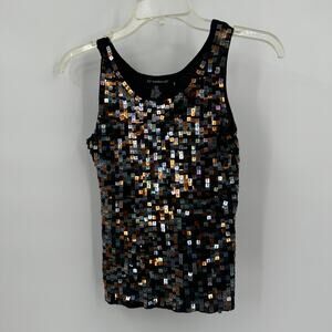 52‎ Weekends Womens Sequin Tank Top Size S Y2K Disco Rave Sparkle